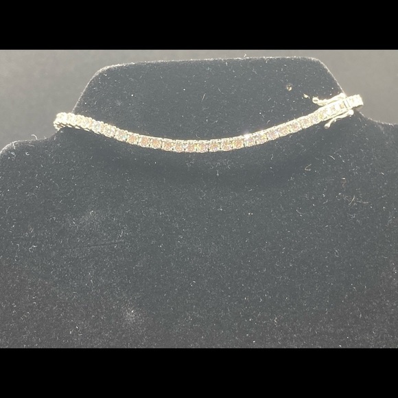 925 Silver Moissanite Tennis Chain Necklace Bracelet Set - Picture 4 of 10